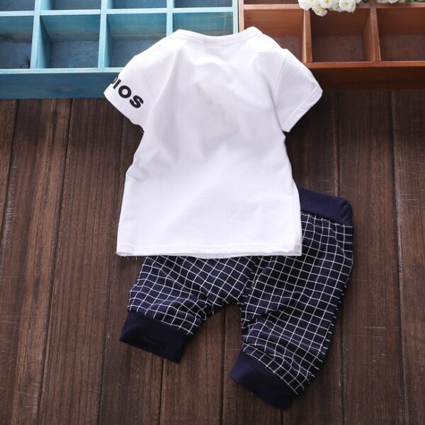 2020 Seturi de îmbrăcăminte pentru unisex de vară 2020 Bumbac cu mânecă scurtă ținute pentru copii Bebeluși Tricou cu stea + pantaloni carouri îmbrăcăminte pentru băieți - imagine 3