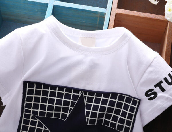 2020 Seturi de îmbrăcăminte pentru unisex de vară 2020 Bumbac cu mânecă scurtă ținute pentru copii Bebeluși Tricou cu stea + pantaloni carouri îmbrăcăminte pentru băieți - imagine 4