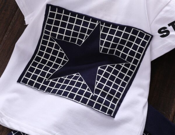 2020 Seturi de îmbrăcăminte pentru unisex de vară 2020 Bumbac cu mânecă scurtă ținute pentru copii Bebeluși Tricou cu stea + pantaloni carouri îmbrăcăminte pentru băieți - imagine 5