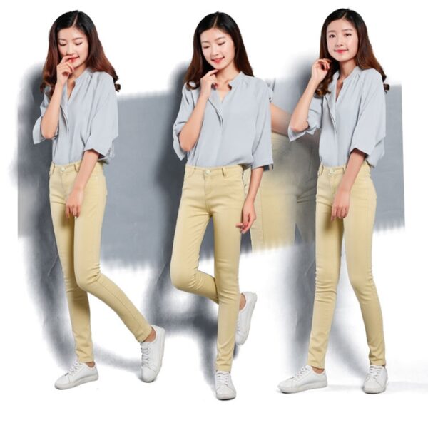 2019 Bumbac Culoare Bumbac Jeans pentru Femei Denim Creion Pantaloni Jeans Pantaloni Dame Pantaloni Denim Skinny White Femei Stretch Jeans Femei - imagine 4