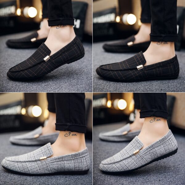 2019 Noua moda pantofi pentru bărbați de primăvară Canvas Bărbați pantofi pantofi confortabili din piele pentru bărbați Pisici decorațiuni metalice pantofi de conducere - imagine 5