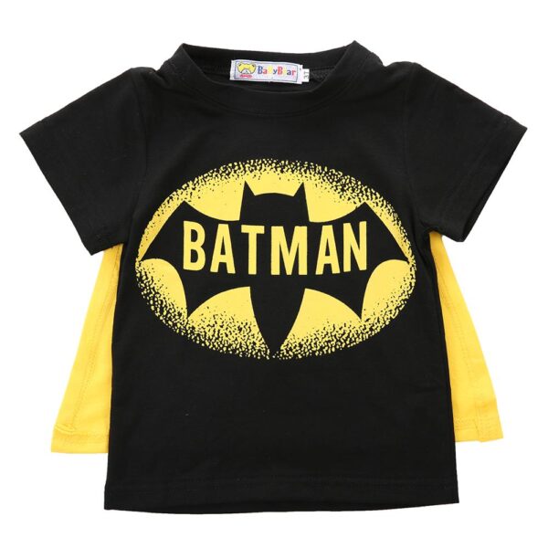 Tricou cu mânecă scurtă pentru copii pentru băieți cu pelerină pentru copii Superman Batman tricou de vară de desene animate Tee-topuri costume Cosplay - imagine 2