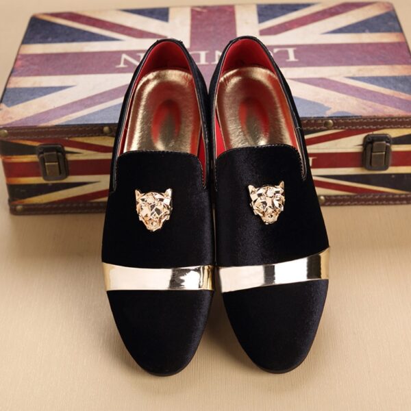 Pantofi de mireasa barbati stil european gentleman pantofi business clasici pantofi din piele mat pentru barbati Tiger pantofi casual din aur - imagine 2