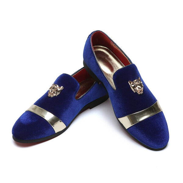 Pantofi de mireasa barbati stil european gentleman pantofi business clasici pantofi din piele mat pentru barbati Tiger pantofi casual din aur - imagine 3
