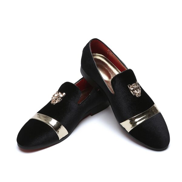 Pantofi de mireasa barbati stil european gentleman pantofi business clasici pantofi din piele mat pentru barbati Tiger pantofi casual din aur - imagine 4