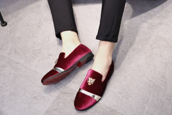 Pantofi de mireasa barbati stil european gentleman pantofi business clasici pantofi din piele mat pentru barbati Tiger pantofi casual din aur - imagine 5