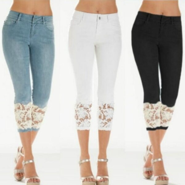 Blugi pentru femei din dantelă coreeană Pantaloni jucați din dantelă de primăvară broderie dantelă Push Up pantaloni sexy dama plus dimensiunea 3XL