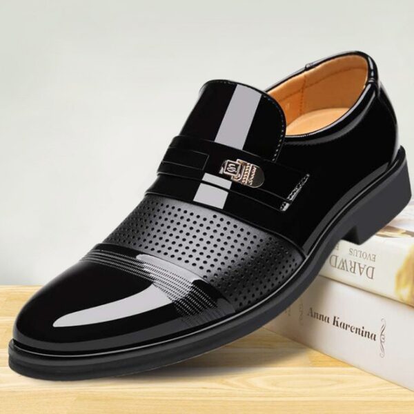 Marcă de lux PU din piele moda bărbați rochii de afaceri pantofi cu vârf negru pantofi Oxford respirabil formale pantofi de nuntă - imagine 2