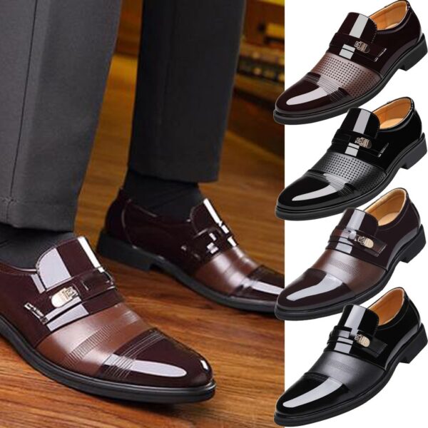 Marcă de lux PU din piele moda bărbați rochii de afaceri pantofi cu vârf negru pantofi Oxford respirabil formale pantofi de nuntă - imagine 5