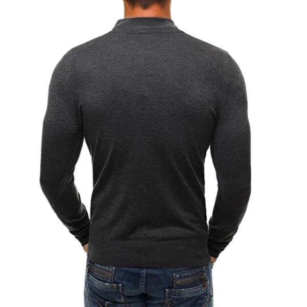 Bărbați Pulover de toamnă pentru bărbați Pulover Casual Solid Guler Pulover Rochie Slim fermoar tricotaje Bărbați subțiri Pulover tricotat masculin - imagine 5