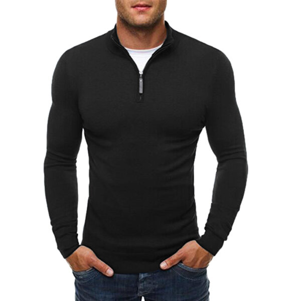 Bărbați Pulover de toamnă pentru bărbați Pulover Casual Solid Guler Pulover Rochie Slim fermoar tricotaje Bărbați subțiri Pulover tricotat masculin