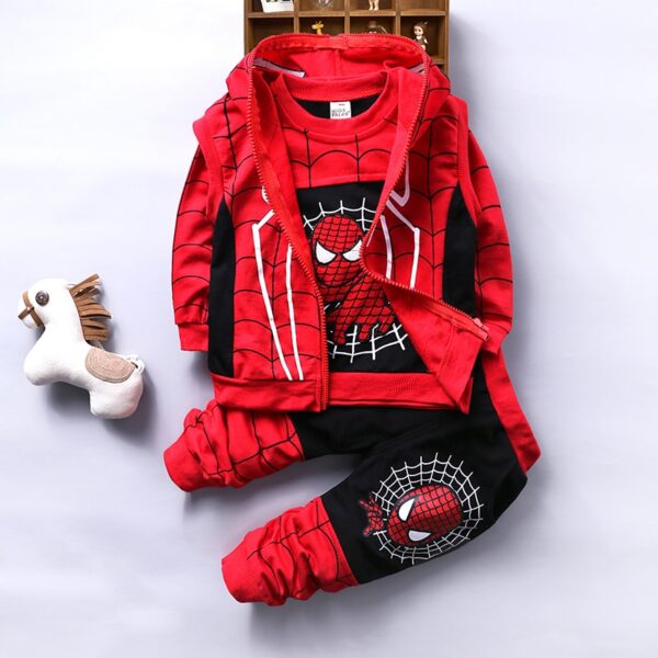 Seturi de îmbrăcăminte pentru copii Spiderman Costum sport din bumbac Costum Cosplay pentru copii Spiderman Cool 3buc Bucătărie Haine pentru copii - imagine 2