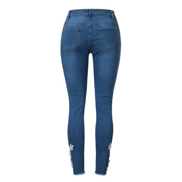 Straie de moda Jeans Femei cu talie înaltă Crema Skinny Albastru Pantaloni denim pentru femei spălați din piele elastică blugi elastici 10.16 - imagine 4
