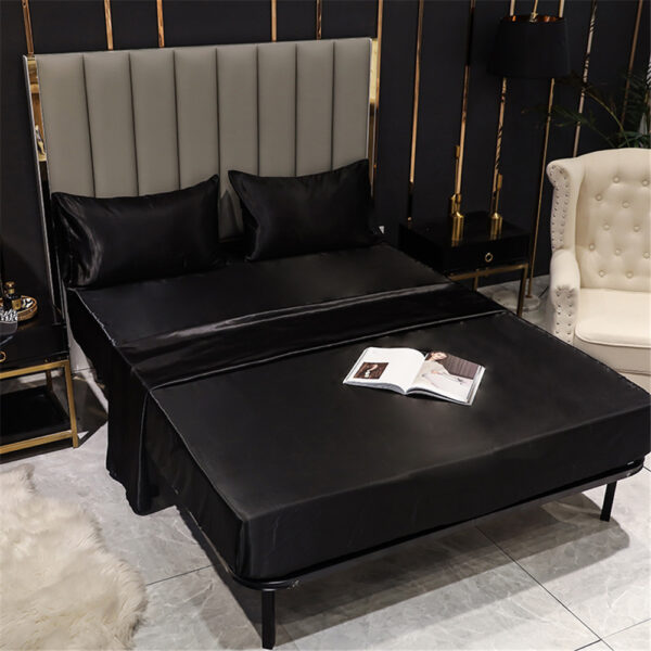 Cearceaf de pat din Mătase Naturală Mulberry100%, cu bandă elastică antiderapantă, husă de saltea ajustabilă pentru pat simplu, dublu, king sau queen - imagine 2
