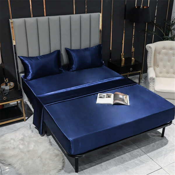 Cearceaf de pat din Mătase Naturală Mulberry100%, cu bandă elastică antiderapantă, husă de saltea ajustabilă pentru pat simplu, dublu, king sau queen - imagine 4