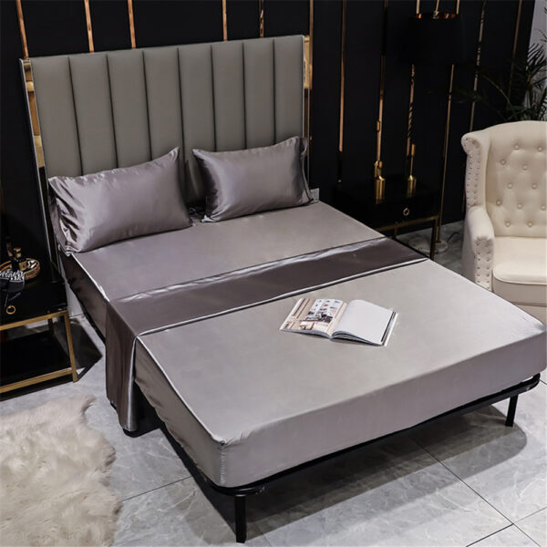 Cearceaf de pat din Mătase Naturală Mulberry100%, cu bandă elastică antiderapantă, husă de saltea ajustabilă pentru pat simplu, dublu, king sau queen - imagine 5