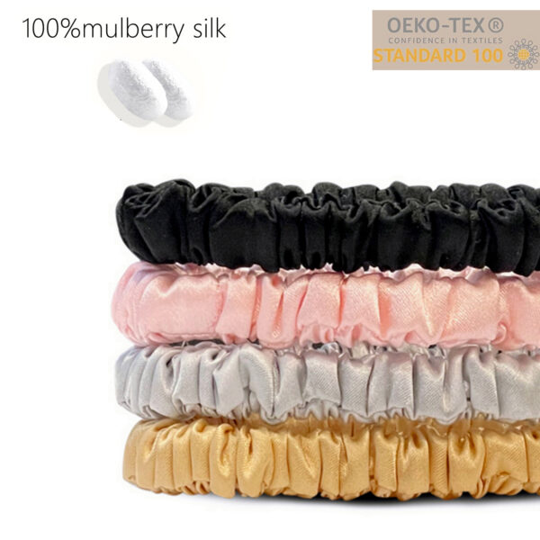 Elastice de Păr din Mătase Naturală 100% Mulberry Set de 4 Buc - imagine 3
