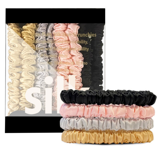 Elastice de Păr din Mătase Naturală 100% Mulberry Set de 4 Buc