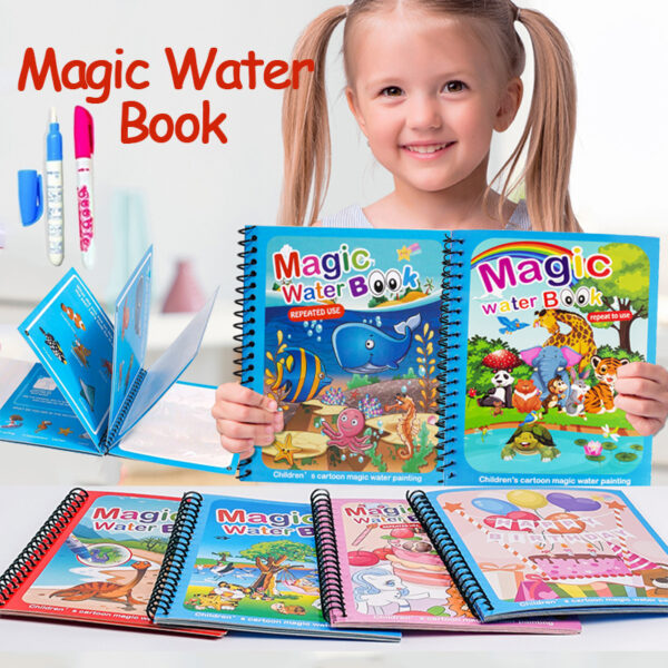 Jucării Montessori pentru Copii: Caiet de Colorat Reutilizabil, Carte Magică de Desen cu Apă, Jucării de Pictură și Desen, Jucării Senzoriale pentru Educație Timpurie a Copiilor