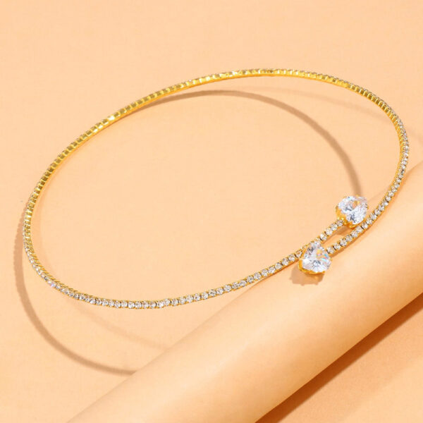 Colier Choker cu Inimă din Strasuri - Colier cu Bijuterii - imagine 4
